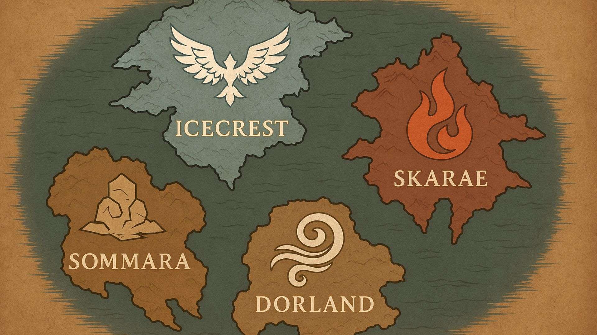 Map of Icelandia - part of the Crimson Alliance Universe created by Kevin A Dunlap